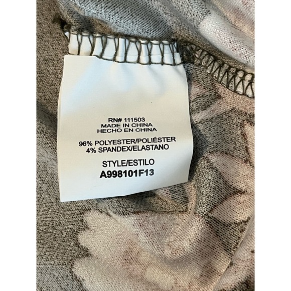 As U Wish Women's Olive Green Floral Knee Length Dress Size Large Mock Neck - Picture 7 of 8